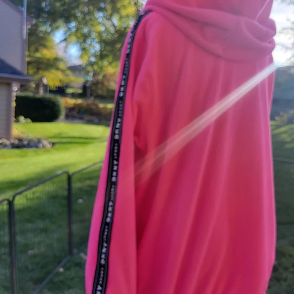 💥💥💥SALE 💥💥💥NWOT DKNY Sport Hot Pink Fleece Jacket W/Logo Tape Sleeves-3X - Picture 6 of 11
